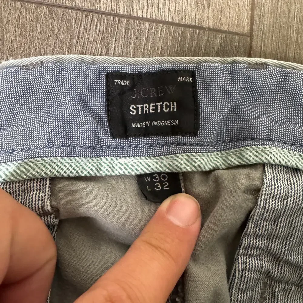 J.Crew Stretch 250 Skinny Chino Pants Mens 30x32 Gray Twill Cotton Blend Zip Fly